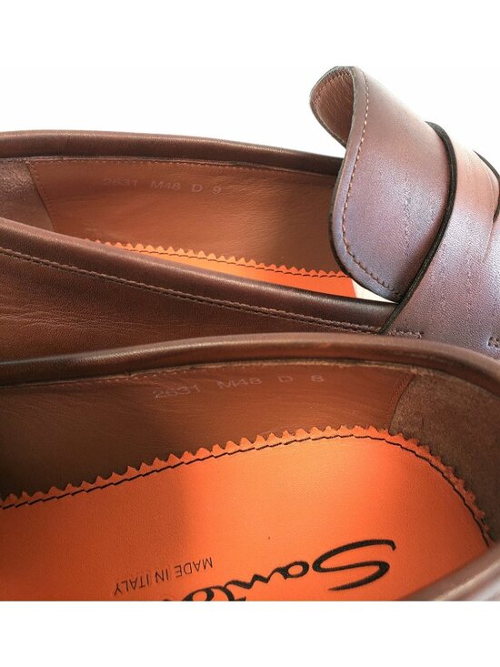 Santoni Leather Penny Loafers Brown Santoni Sz Right 9D, Left 8D / US R 10, L 9 main image 6